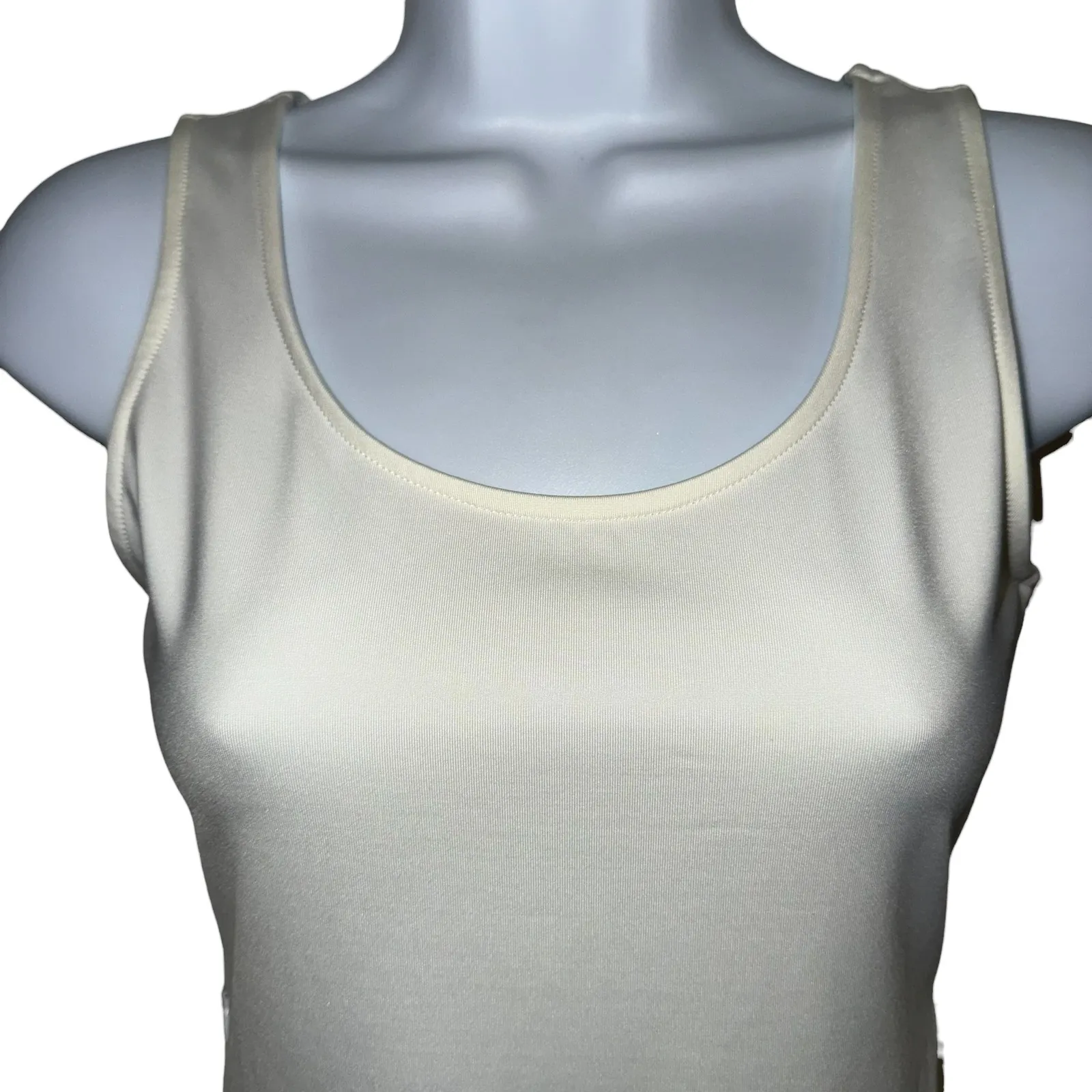 SKINNY SHIRT Ivory Peplum Sheer Ruffle Bottom Layering Top NWOT Size XS - Image 3