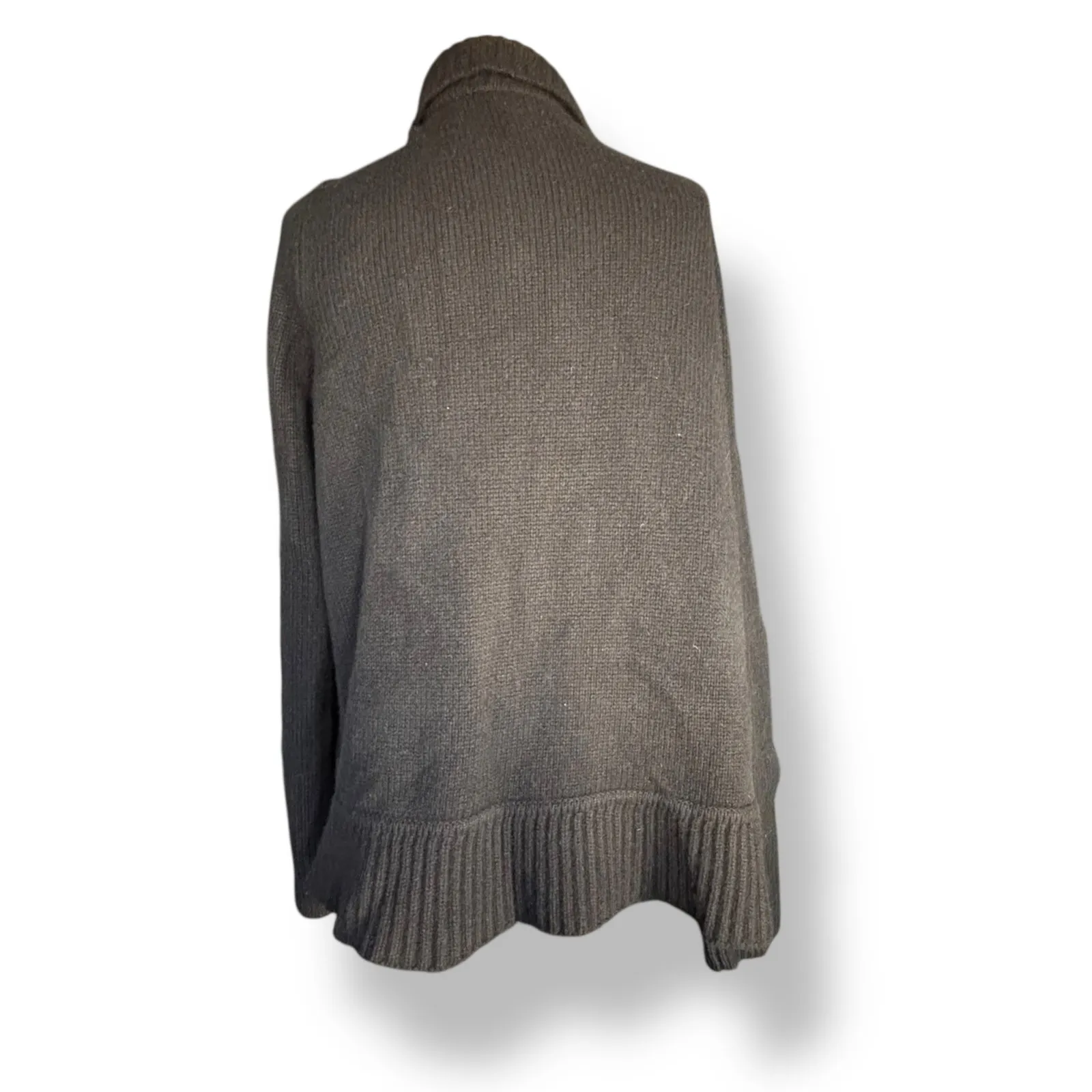 Talbots 100 Percent Cashmere Black Shawl Collar Knit Cardigan Sweater Warm Cozy - Image 4