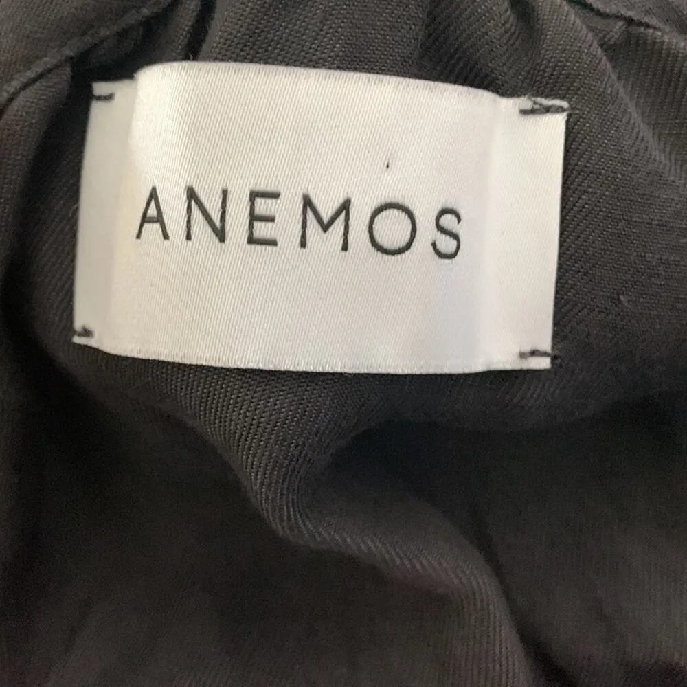 Anemos womens medium tiered midi dress black button demure casual beach boho - Image 4