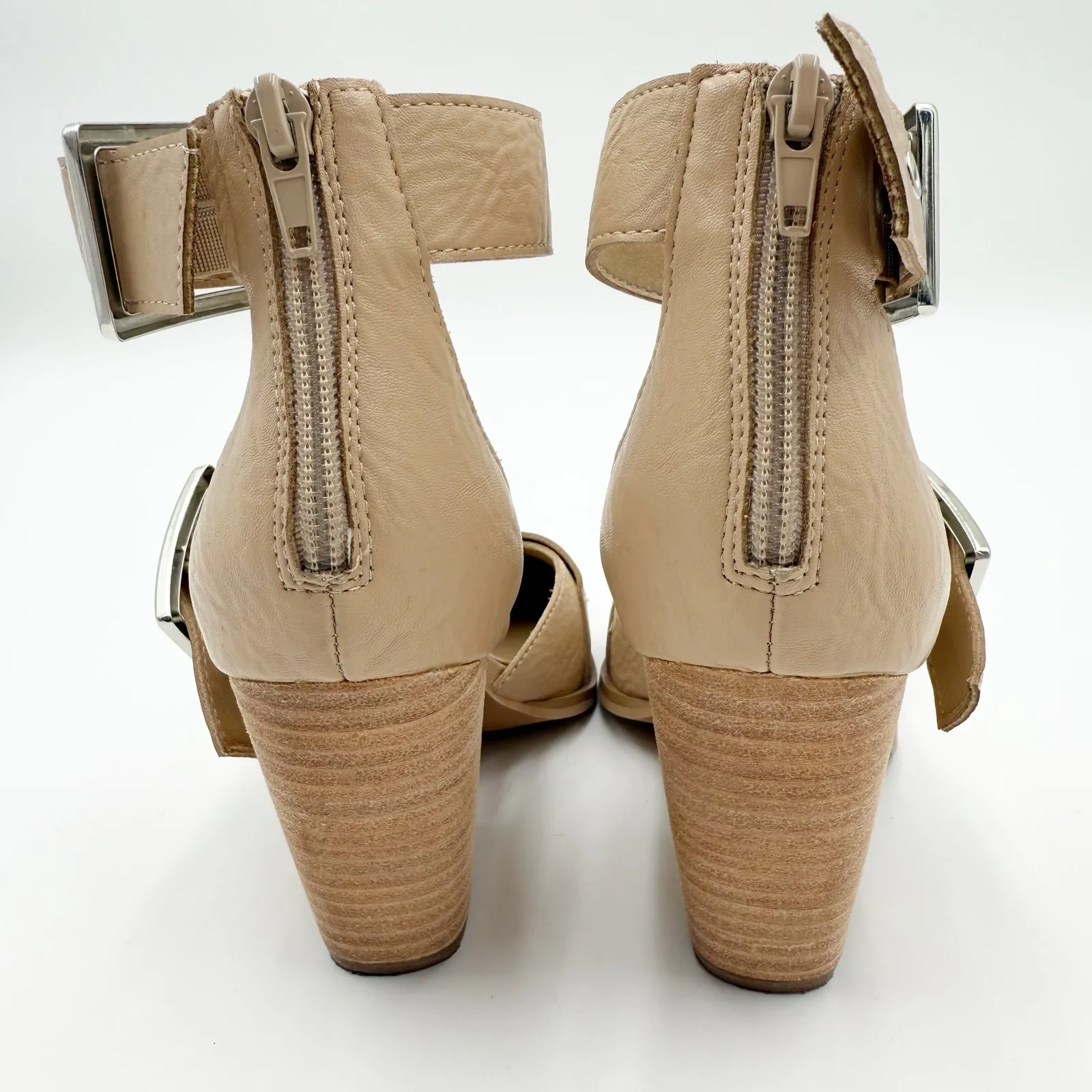 Mi.iM Proving My Point Heels Beige Pointed Steel Toe Block Heel Buckle Size 7 Tan - Image 4