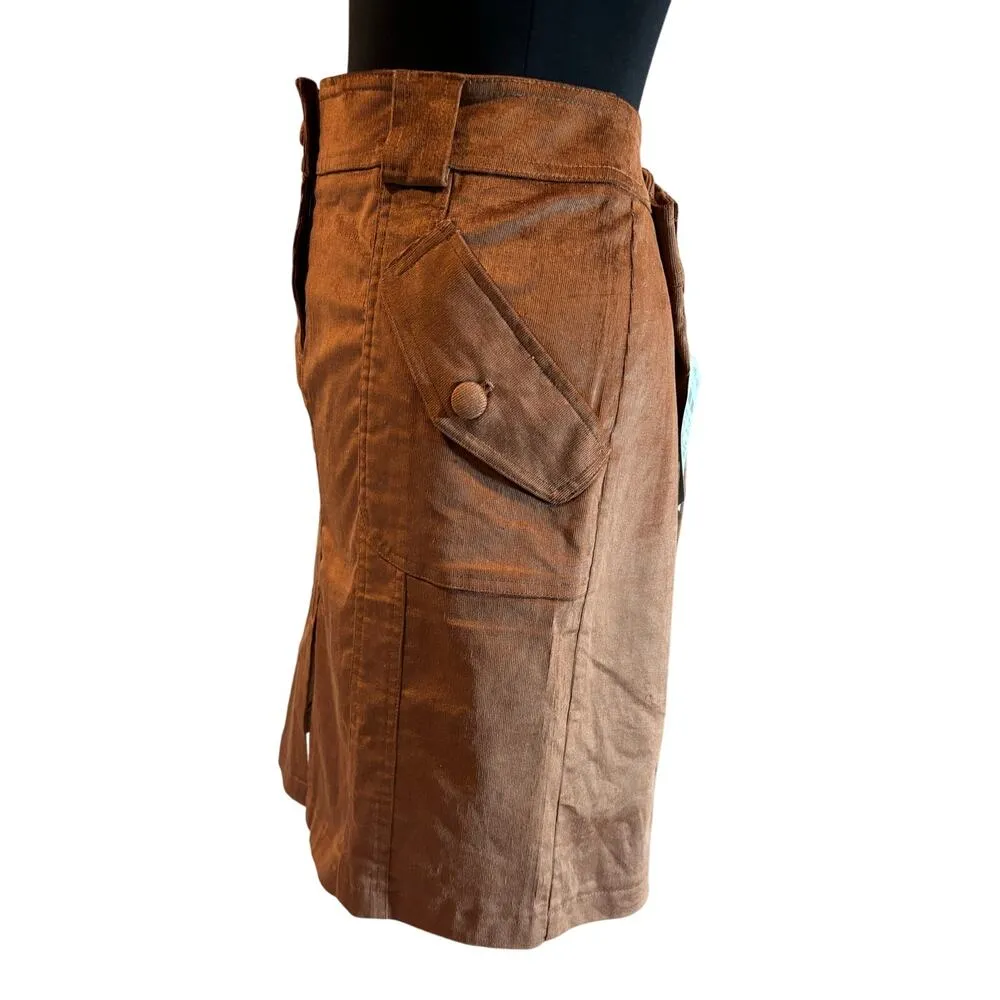 Cache Brown Thin Corduroy Lined Business Office Event Skirt Stretch New $98 NWT - Image 6