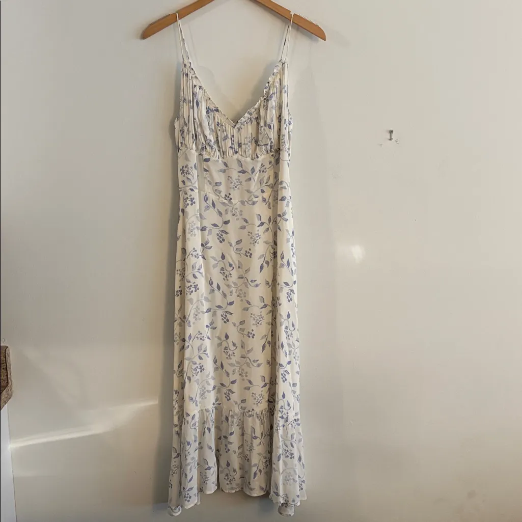 Reformation Embry Midi Dress in Laurel Blue and White Size 10 - Image 4