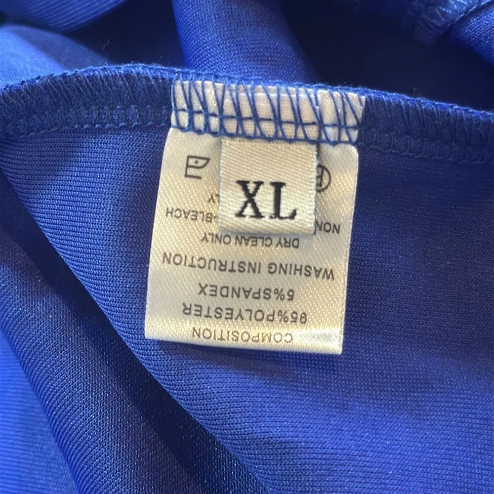 Women’s Blue Long Sleeve Midi Pencil Dress with Bow Detail Size XL NEW - Image 13