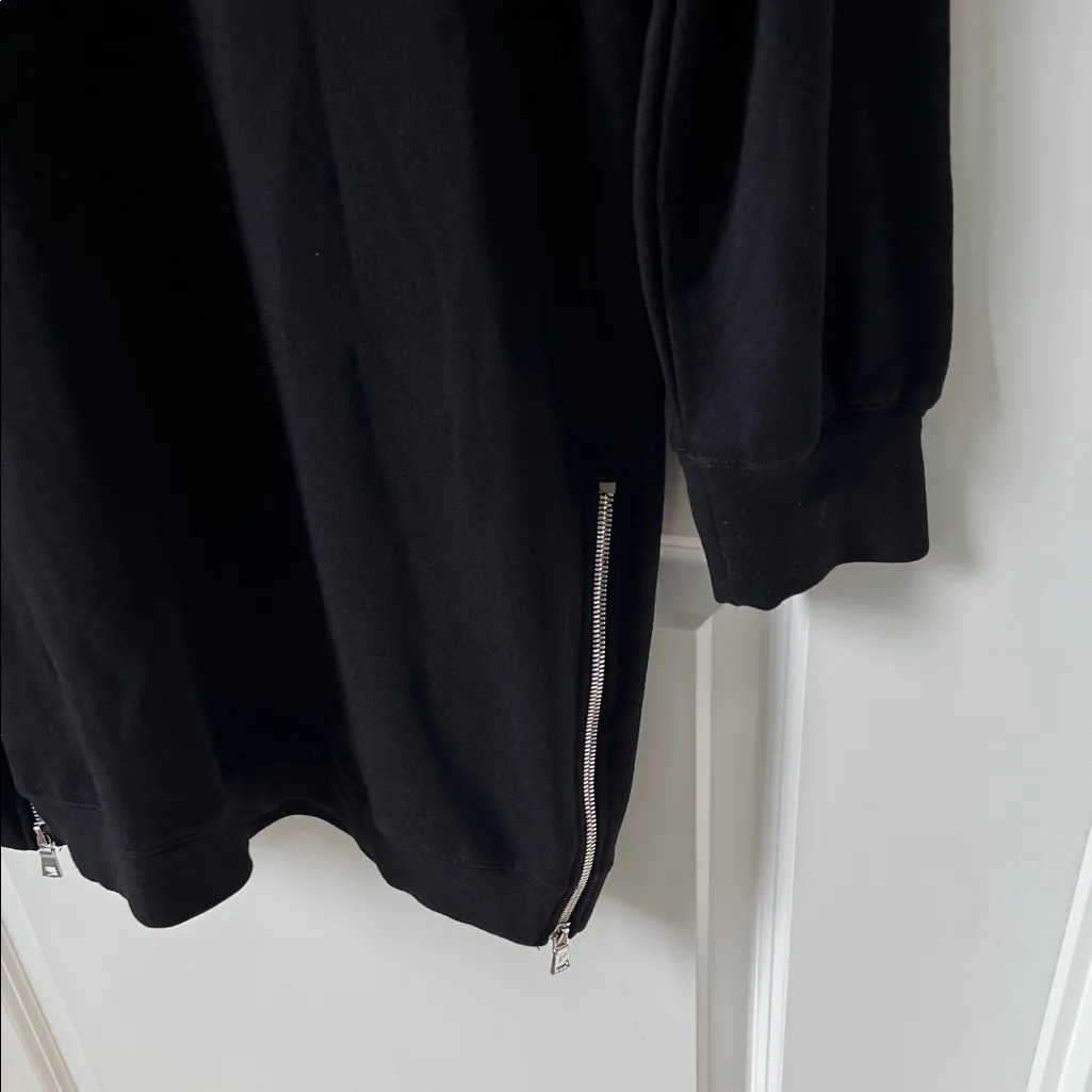 Fifteen Twenty Black Cowl Neck Hoodie with Zipper Accents - Image 4