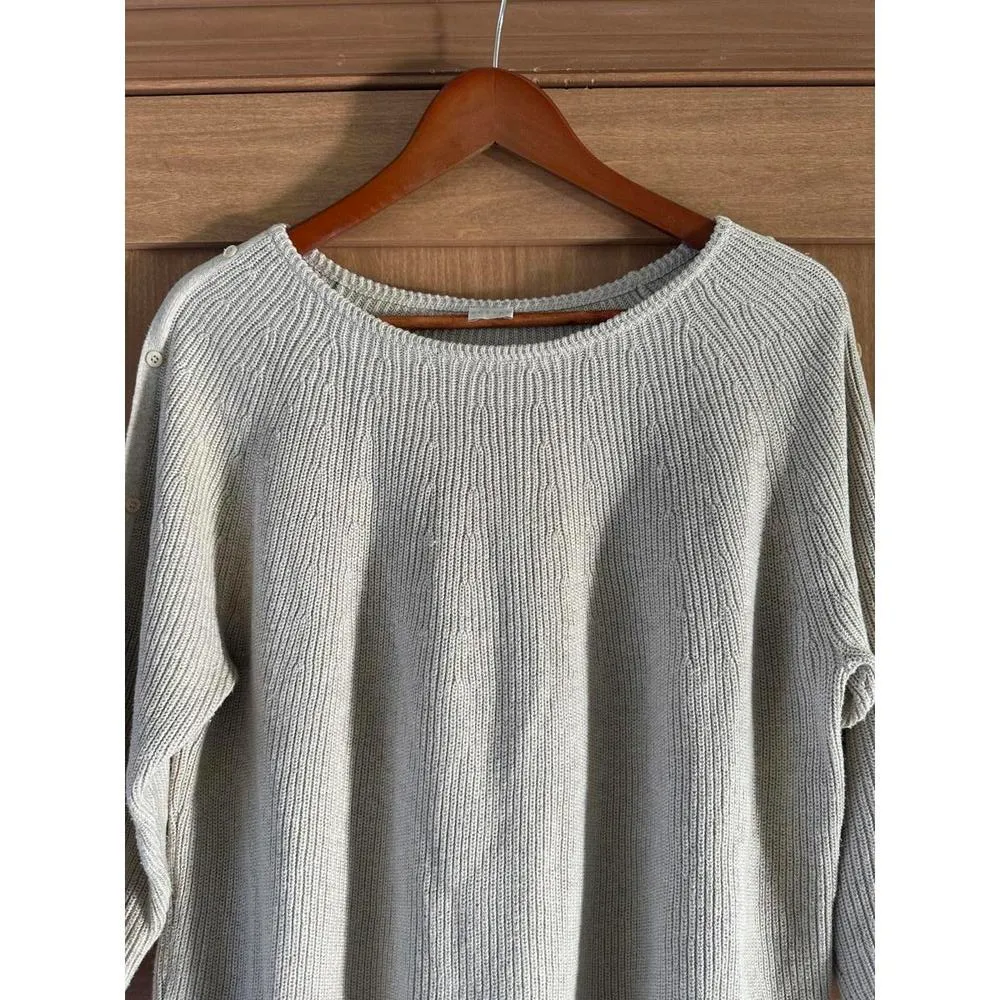 Poetry Taupe 3/4 Button Sleeve Knit Sweater Cotton/Linen Blend Women’s size 10 - Image 9