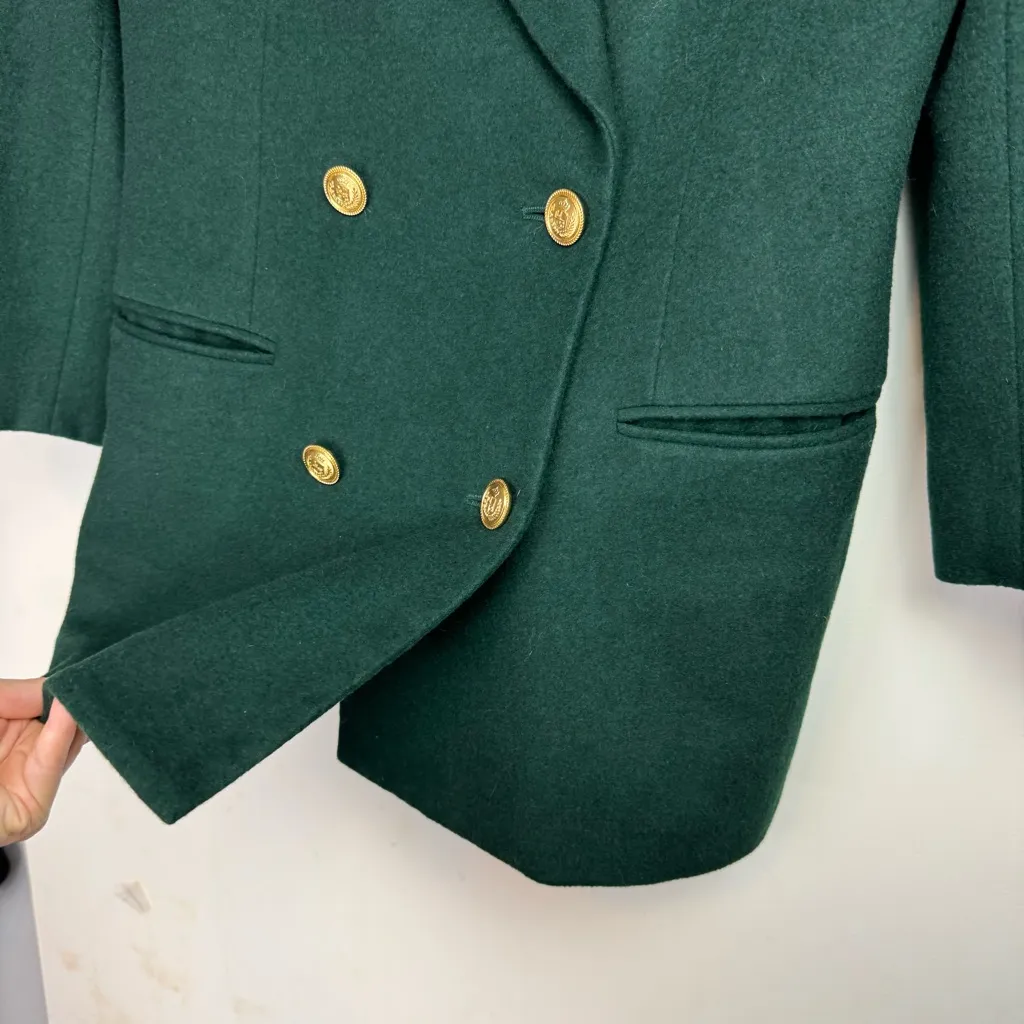 Vtg Liz Claiborne Wool Cashmere Double Breasted Blazer Jacket Sz 8 Green - Image 8