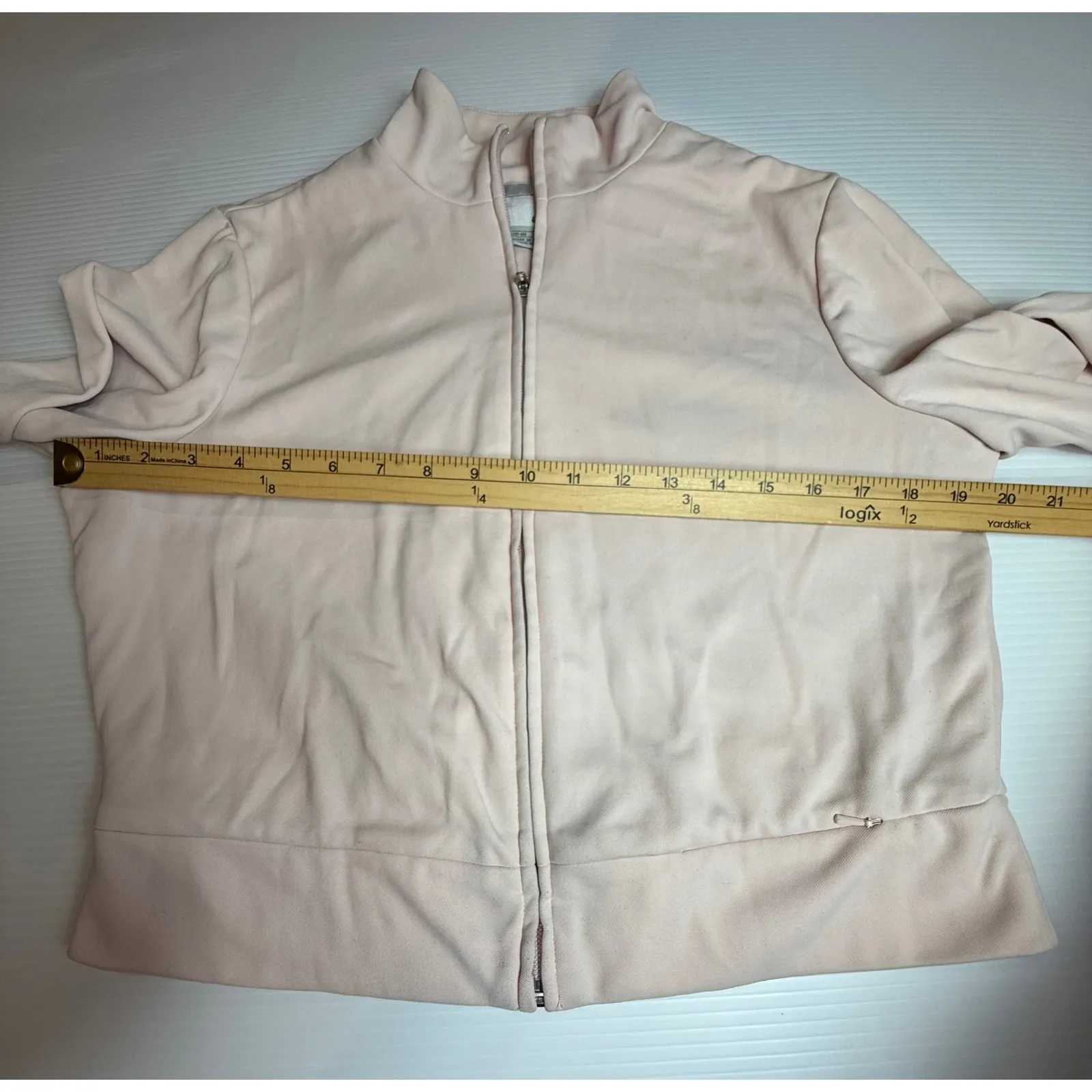 Nike  Women's Full Zip‎ Crop Jacket Blush Pink Mock Neck Pullover Size Medium - Image 3