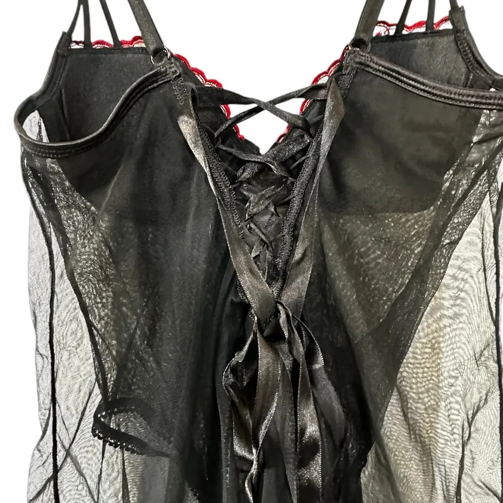 Fredericks Of Hollywood Sheer Mesh Dress Garter Belt Lingerie Size Small - Image 7