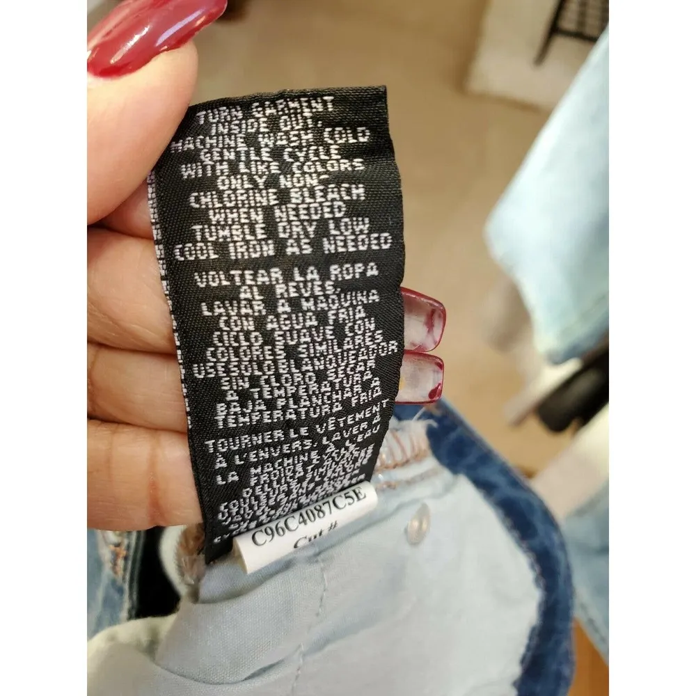 1822 Denim Women's Solid Blue Cotton Mid Rise Casual Cuff Jeans Short Size 4/27 - Image 9