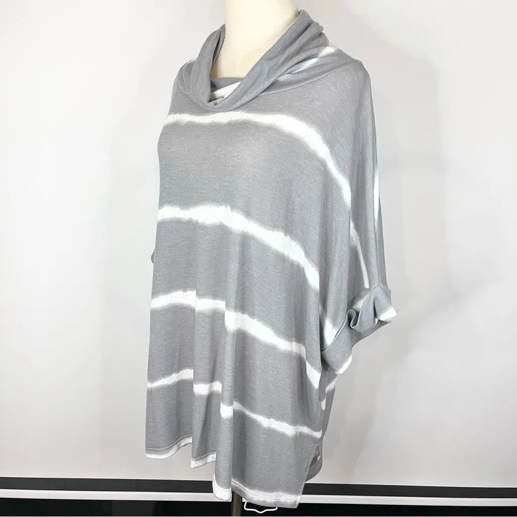 143 STORY // LINE UP Gray White Striped Mock Neck Dolman Pullover Small - Image 6