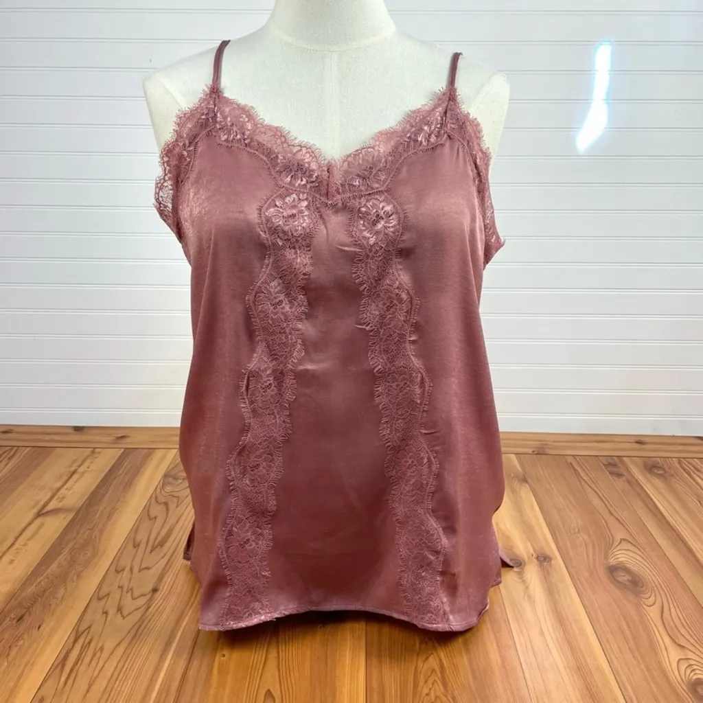 Satin Lace Sleeveless Camisole Woven Tank Plus Size 2X Oddi Adjustable Feminine - Image 2