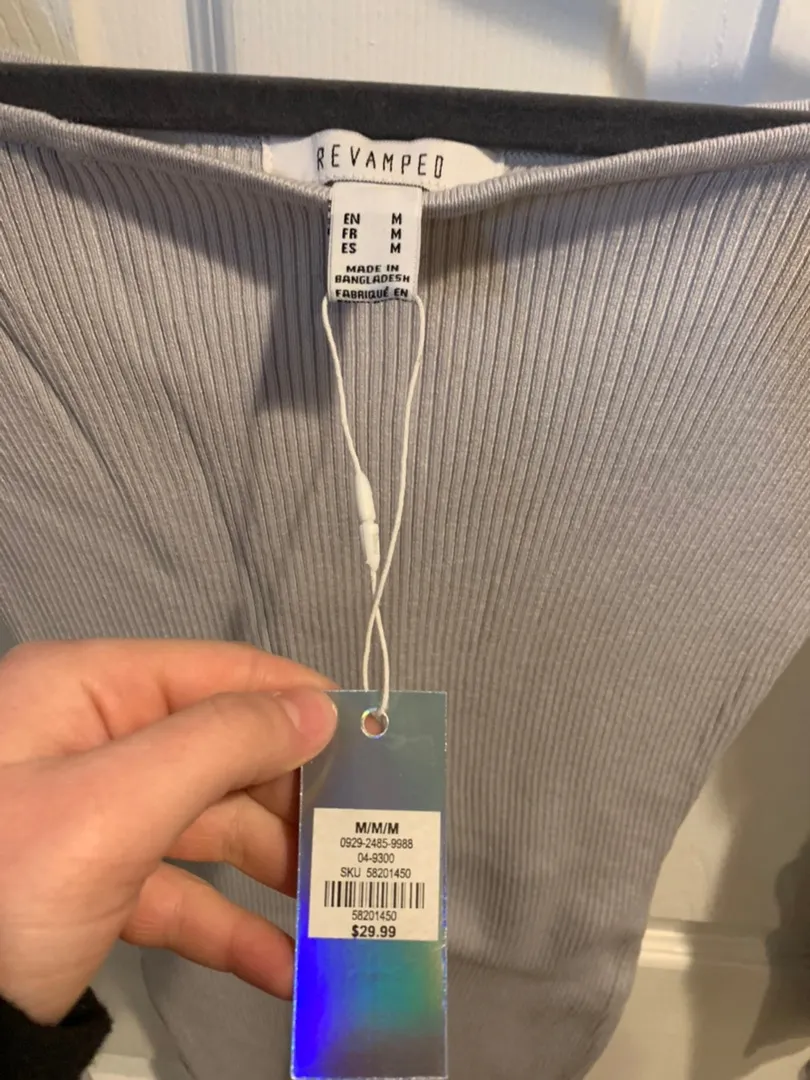 Off Shoulder Dress Gray Size M - Image 2