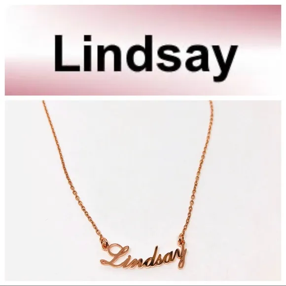 “LINDSAY” rose gold sterling silver name necklace - Image 2