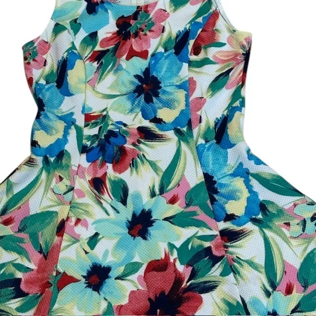 Everly Floral Print Fit‎ & Flare Sleeveless Dress Party Cocktail White Med - Image 5