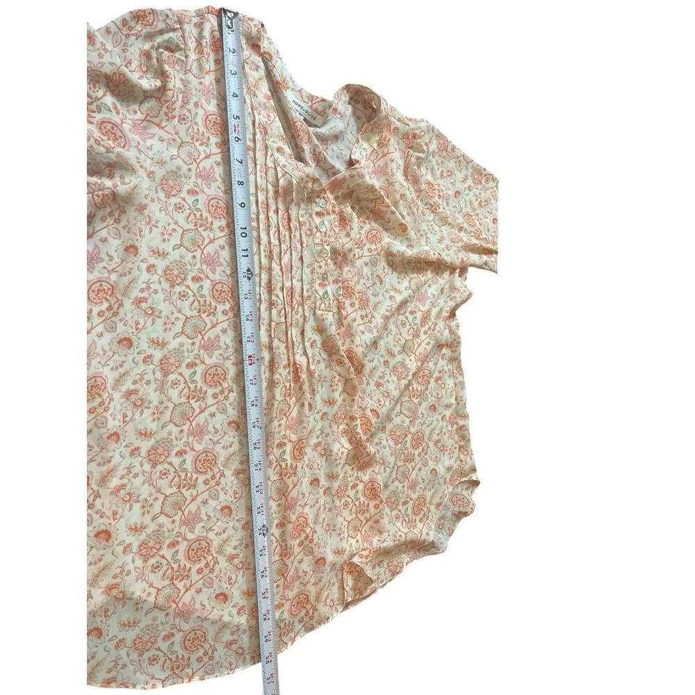 Rose & Olive Orange Floral Pintuck Pleat Tunic Sheer Flowy 3/4 Sleeve Top 2x - Image 9