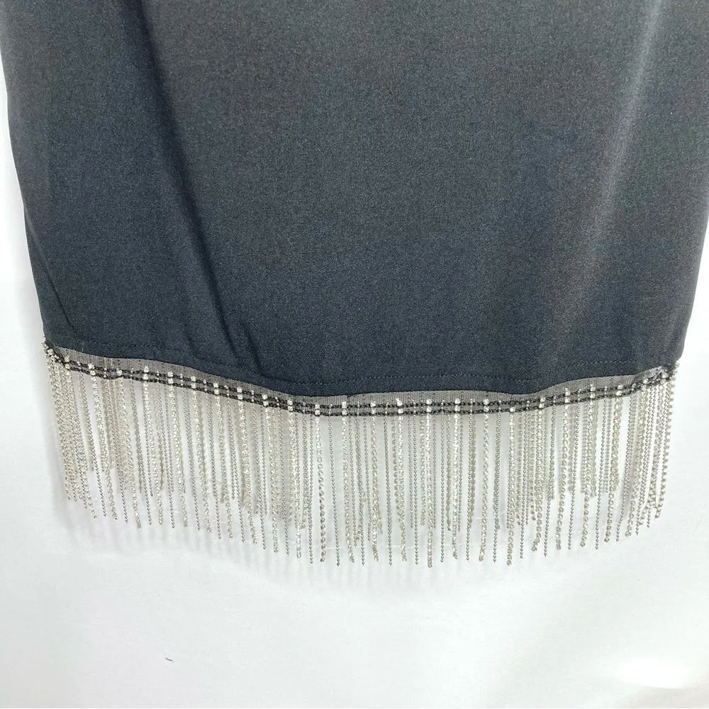 JJ’s House Black and Rhinestone Chain Strap Bodycon Mini Dress Large NWT - Image 8