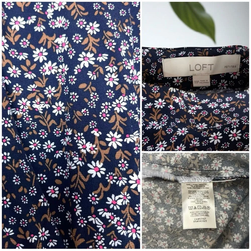 LOFT Long Sleeve Mock Neck Mini Dress in Forever Navy Ditsy Floral - Image 11