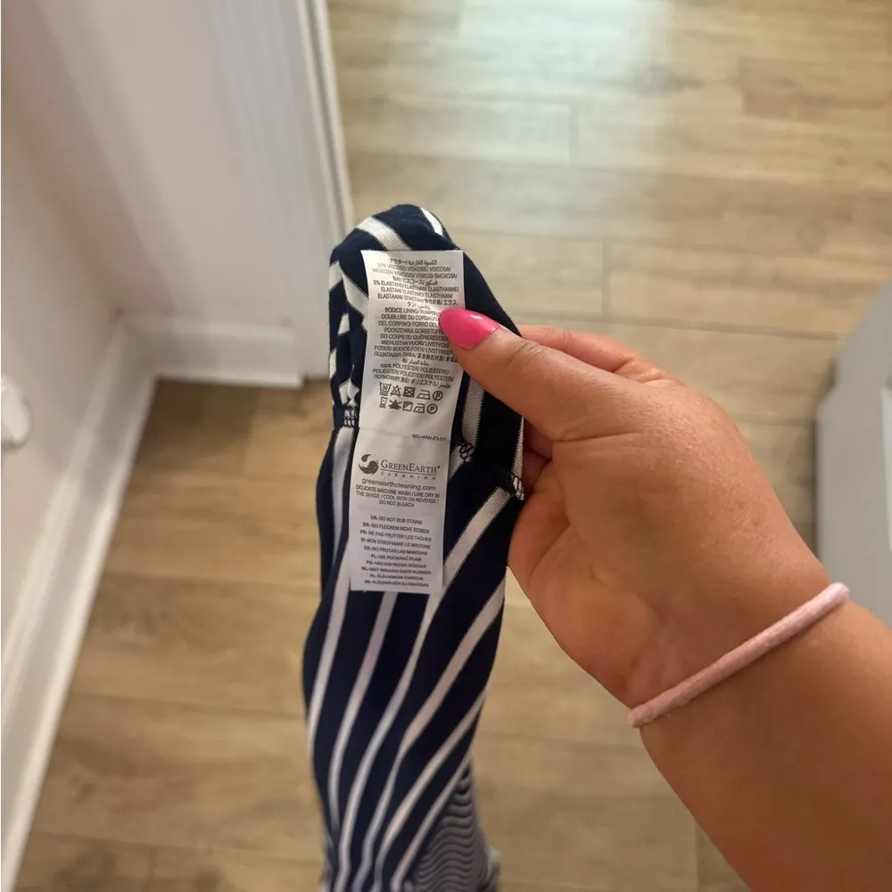 Boden size 14R navy and white floor length striped dress - Image 8