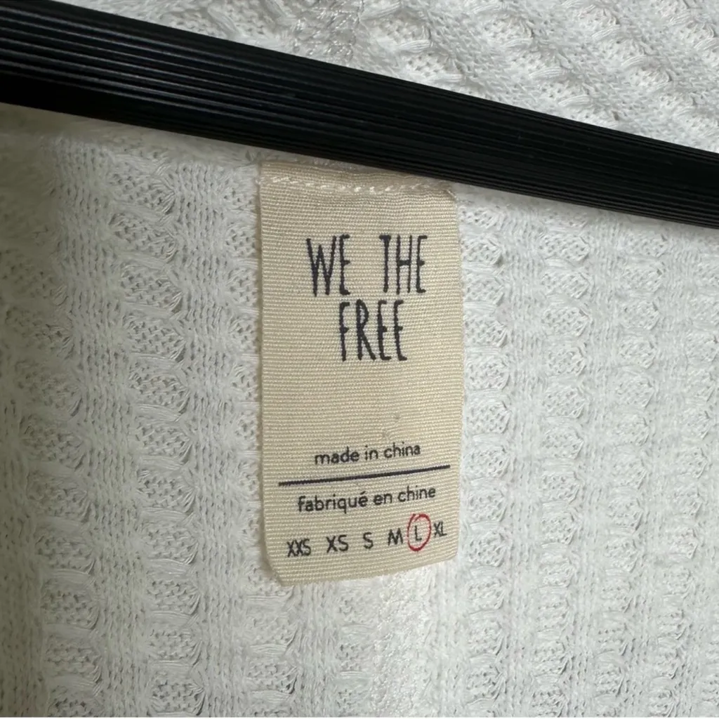 We the Free Women's Wildcat Thermal Cowl Neck Top L White Boho Layered Tunic - Image 3