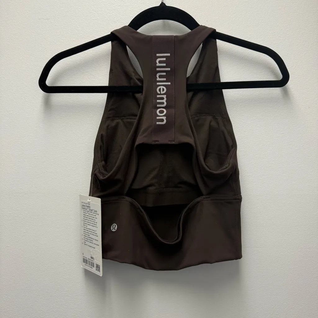 NWT Lululemon Logo Elastic Everlux Shelf Tank Espresso / Bone | Size 6 - Image 2