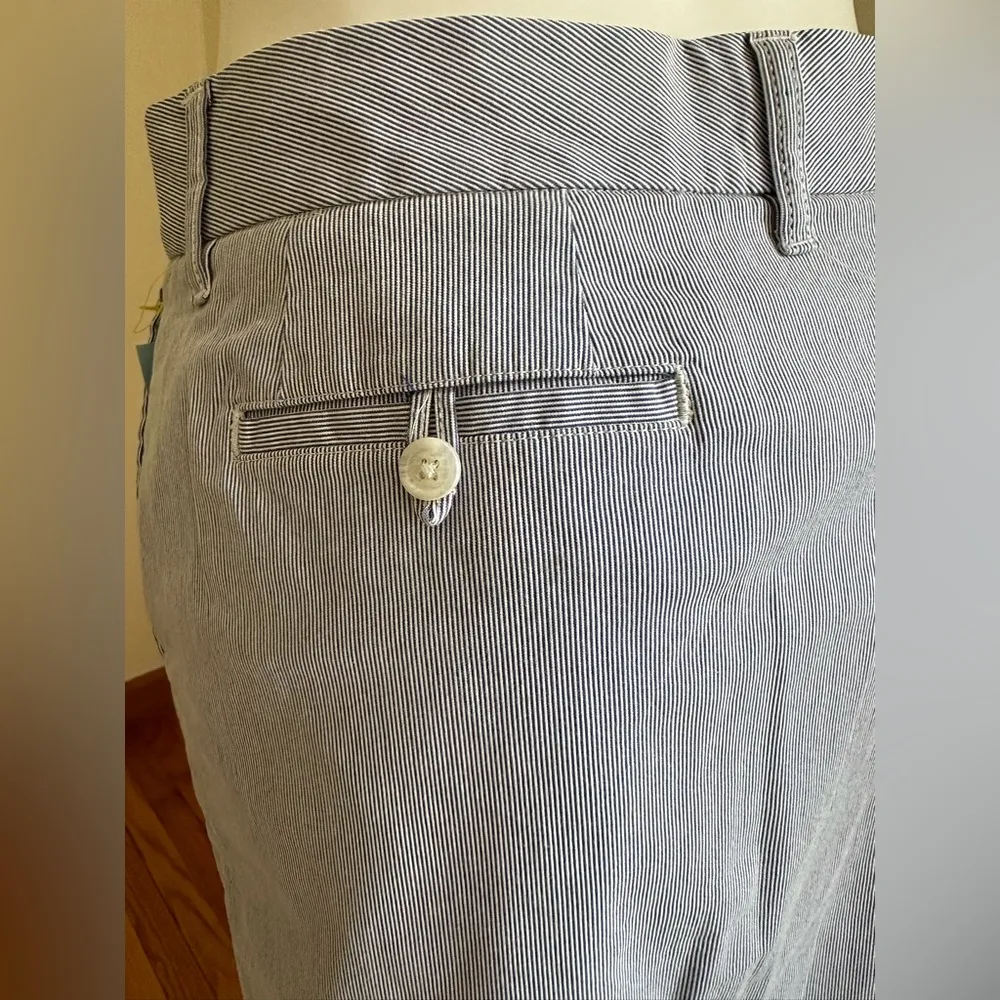 L.L Bean White And Blue Strip Summer  Midi Skirt SZ 6 Front And Back Poc… - Image 7