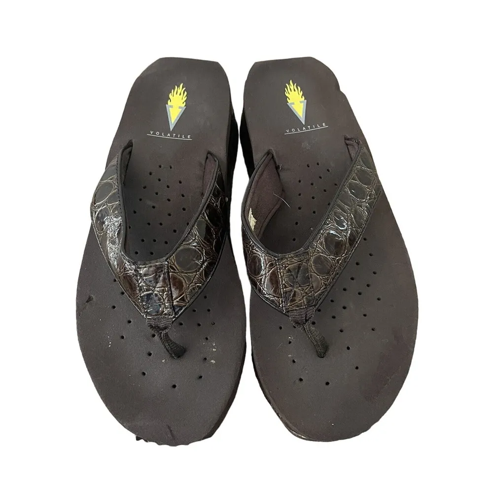 Volatile Island Platform Wedge Flip Flop Sandals Women's US Shoe Size 7 Brown - Image 4
