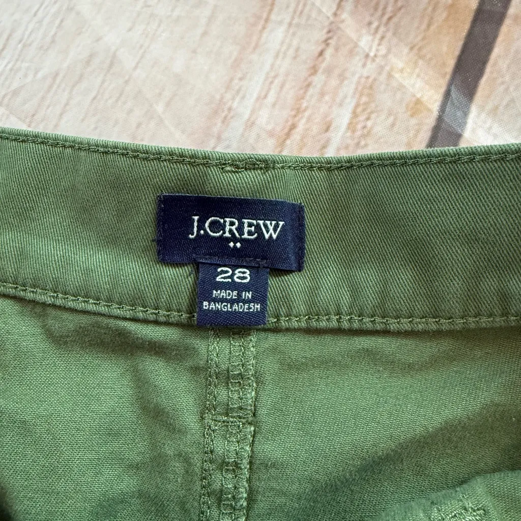 J Crew Women Utility Chino Shorts Size 28 High Waist Safari Beachy Preppy Green - Image 2