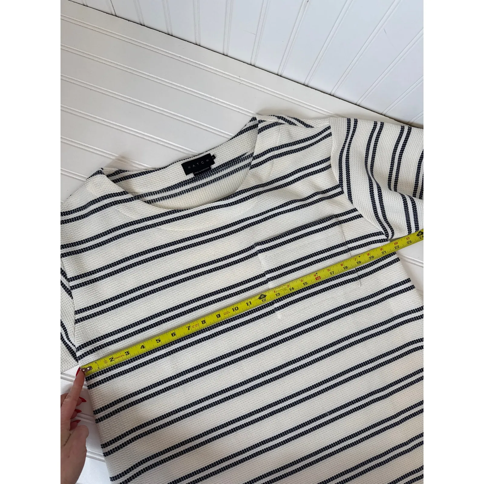 Hatch Isa Stripe Maternity Mini Dress White & Black Striped Casual Classic Sz 4 - Image 5