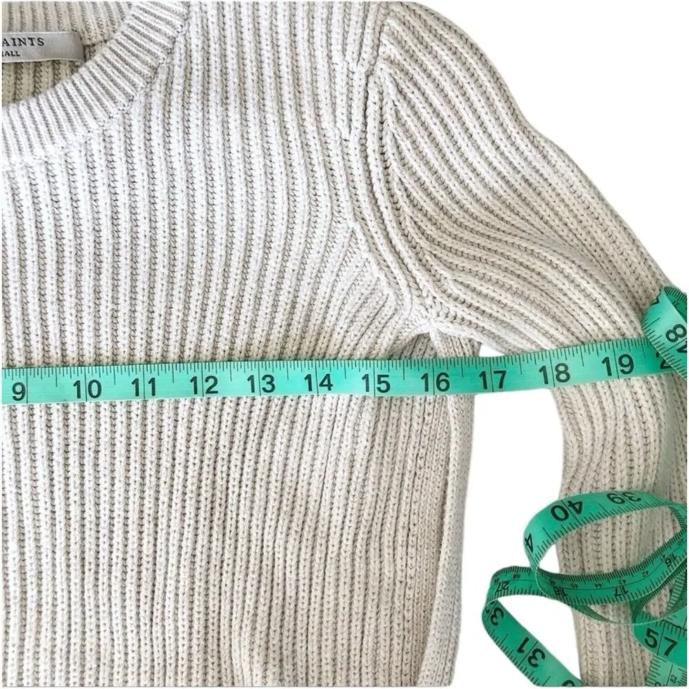 AllSaints East Cotton Jumper Sweater Mist Grey Top Small Ribbed Knit Long Sleeve - Image 6