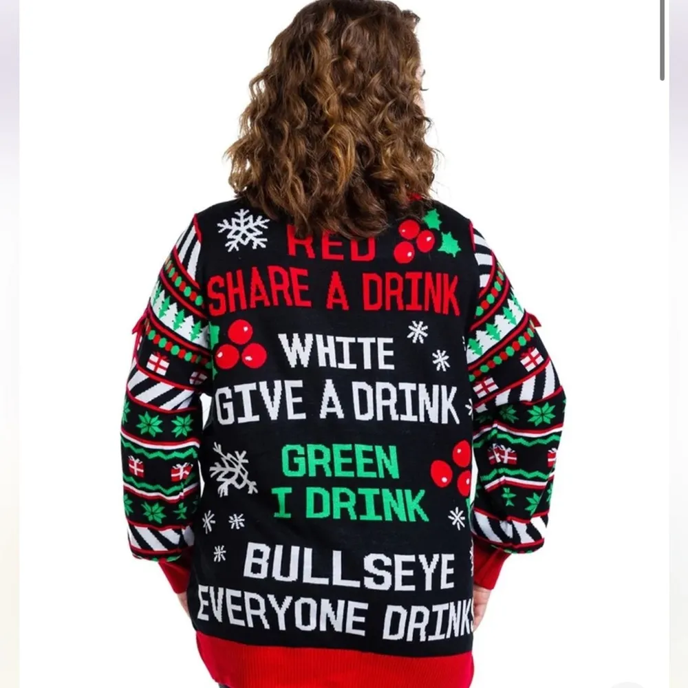 Tipsy Elves Ugly Christmas Sweater Drinking Game Black Size XXL 2X - Image 2