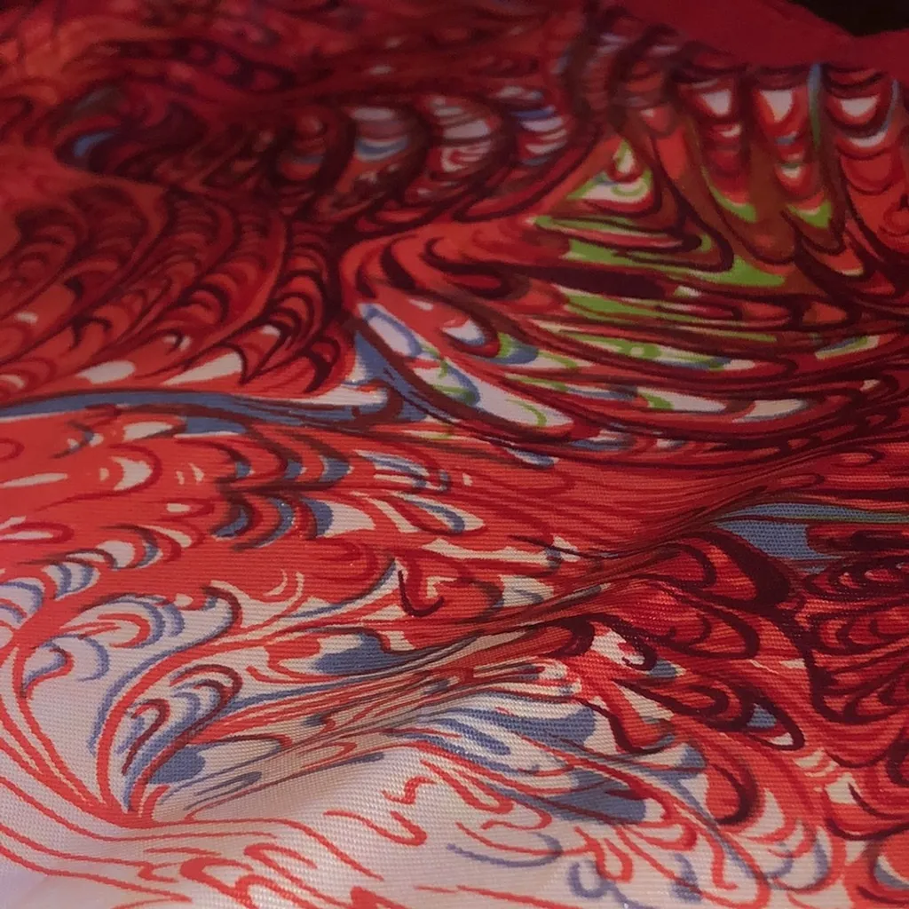 Paoli Vintage Red Colorful Abstract Funky Retro Scarf - Image 4