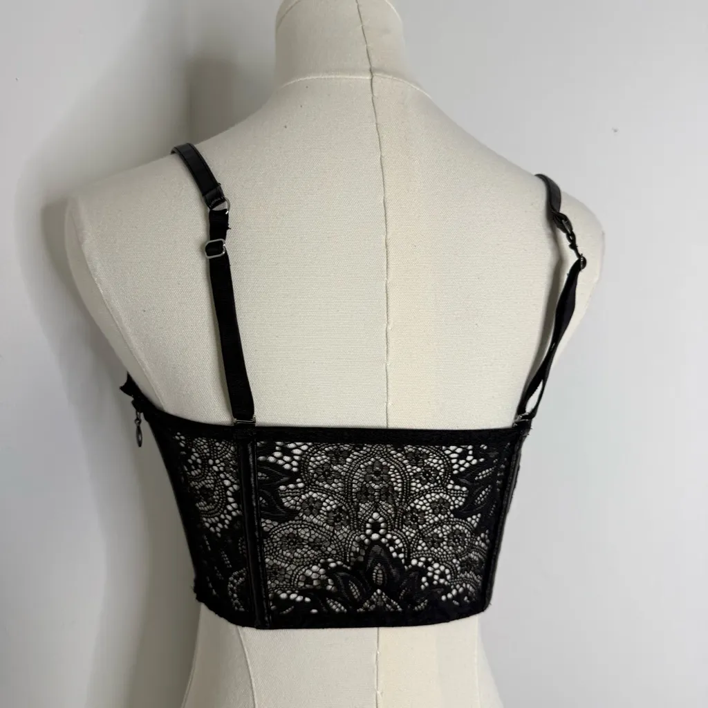 Victoria’s Secret Black Faux Leather Corset Bustier Top Size M - Image 6