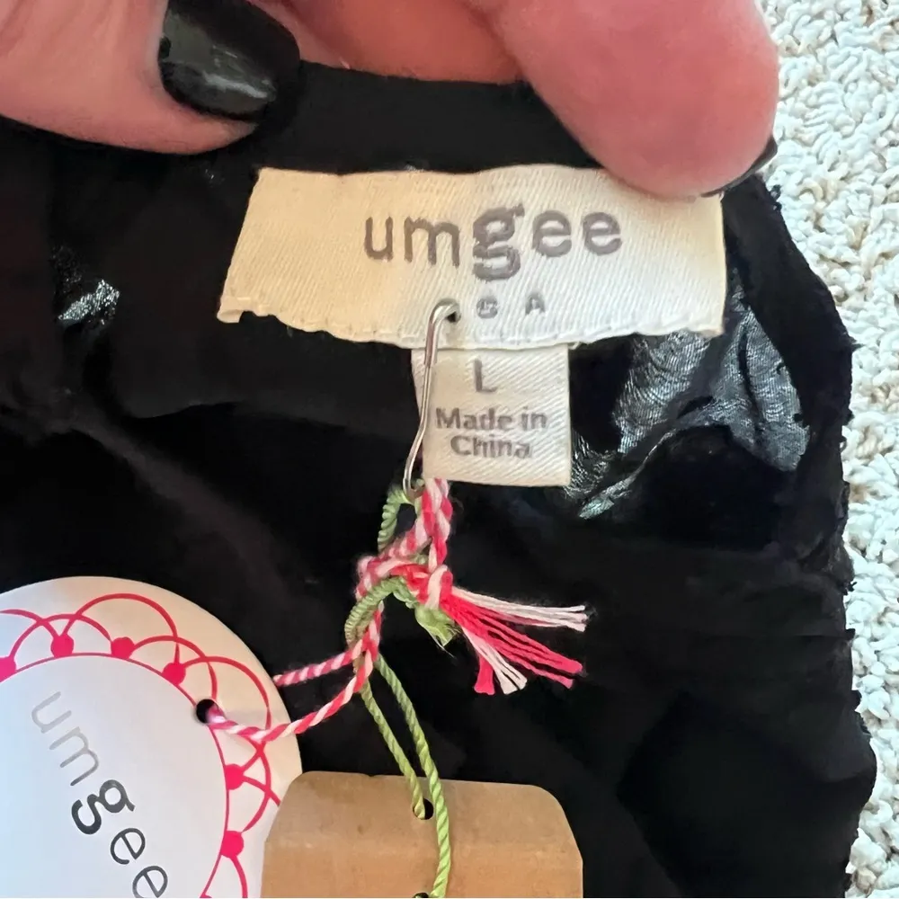 NWT Umgee Black Embossed Babydoll Dress Size Large Lined Boho Chic Indie… - Image 6