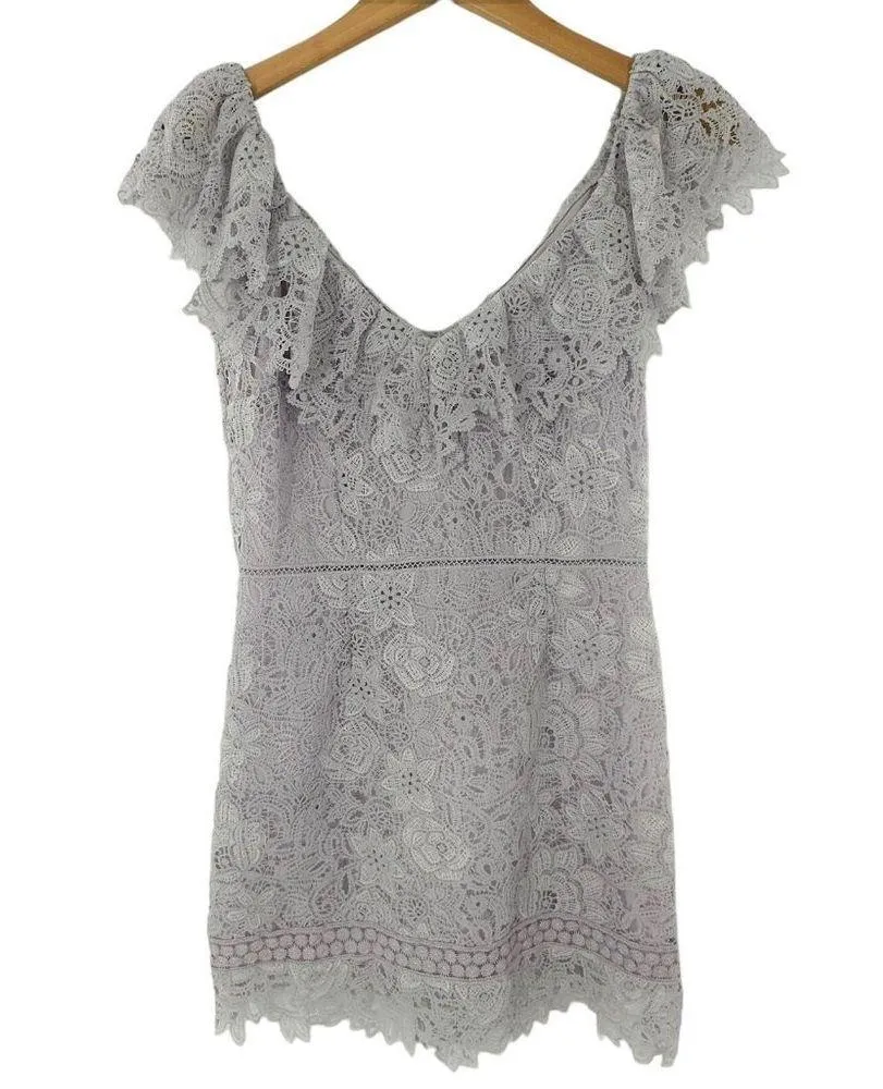 SAYLOR Lilac Purple Lace Adwoa Ruffled Mini Dress Size Medium - Image 4