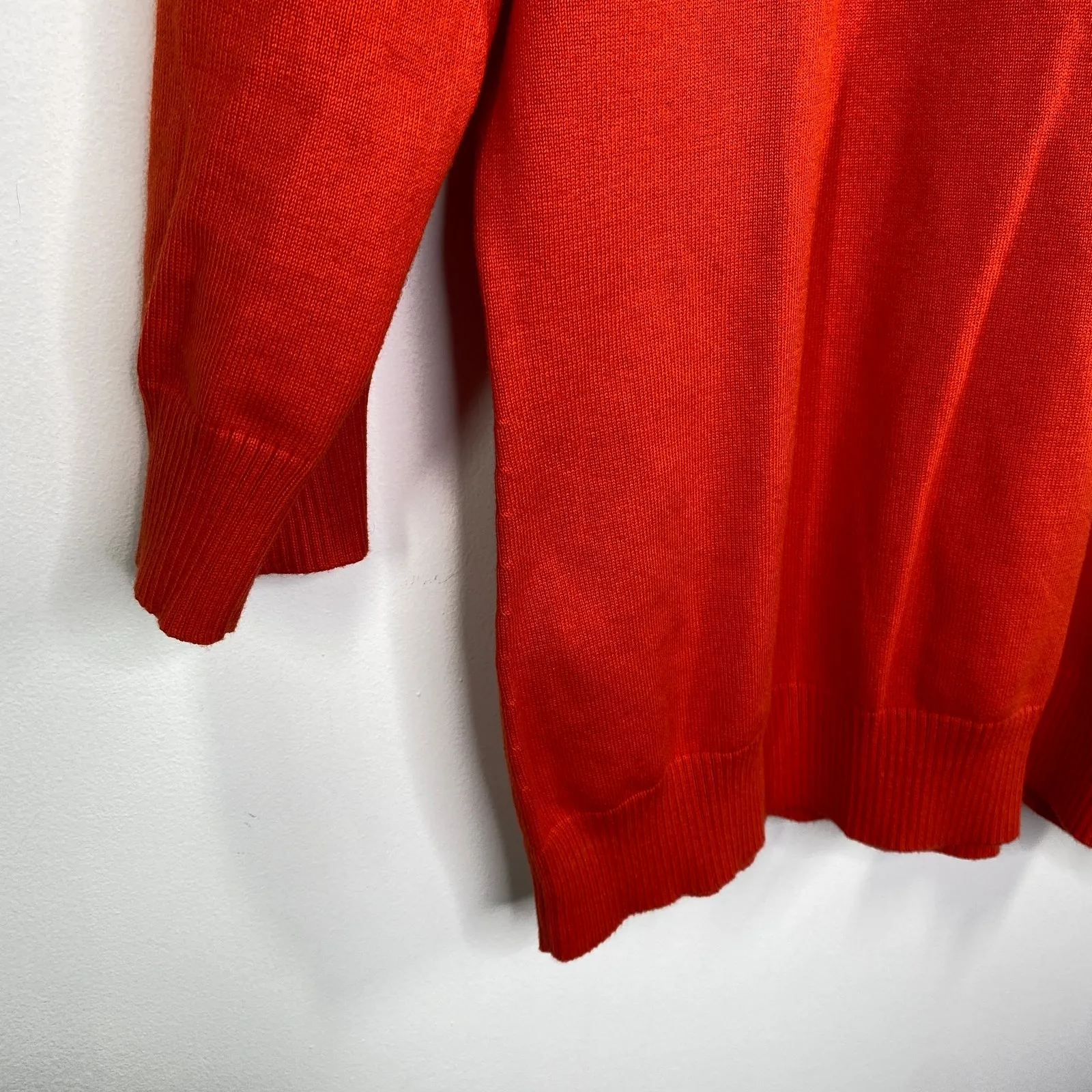 Lands' End Womens Tunic Sweater Size M Red 3/4 Sleeve Cotton Stretch Casual - Image 3