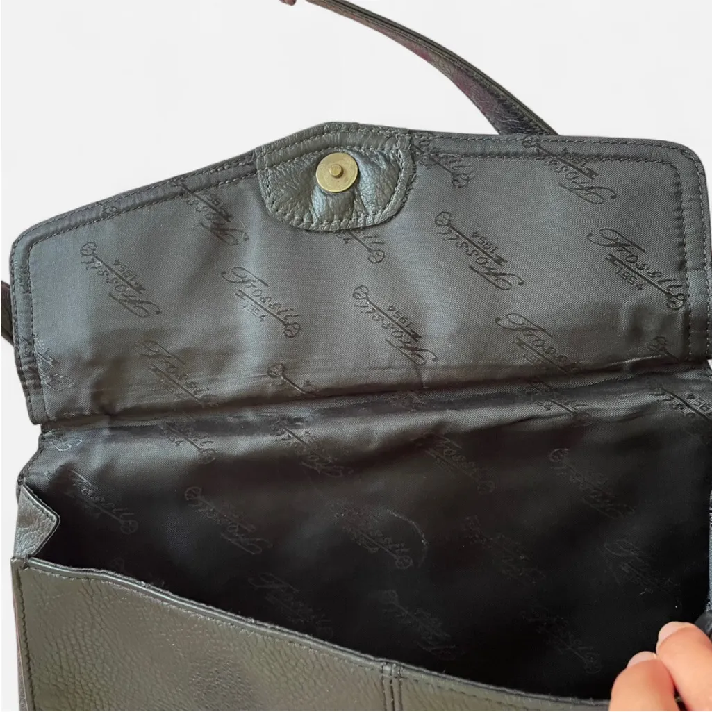Fossil Black Crossbody Bag Leather Purse - Image 3