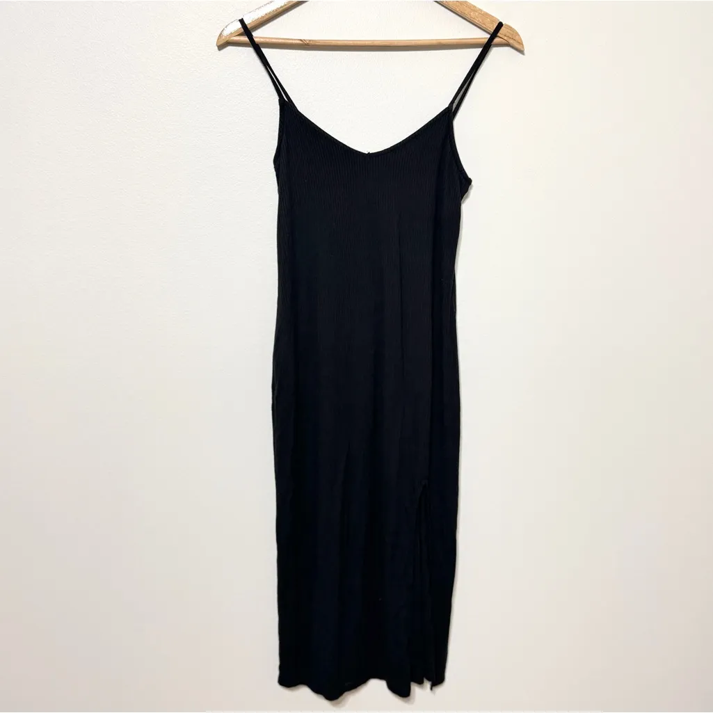 Abercrombie & Fitch Ribbed Midi Dress Size Small Black Slit - Image 2