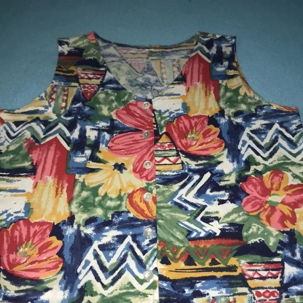 Unbranded hibiscus floral patchwork print tank cotton dress NEW size L Red Size L - Image 3