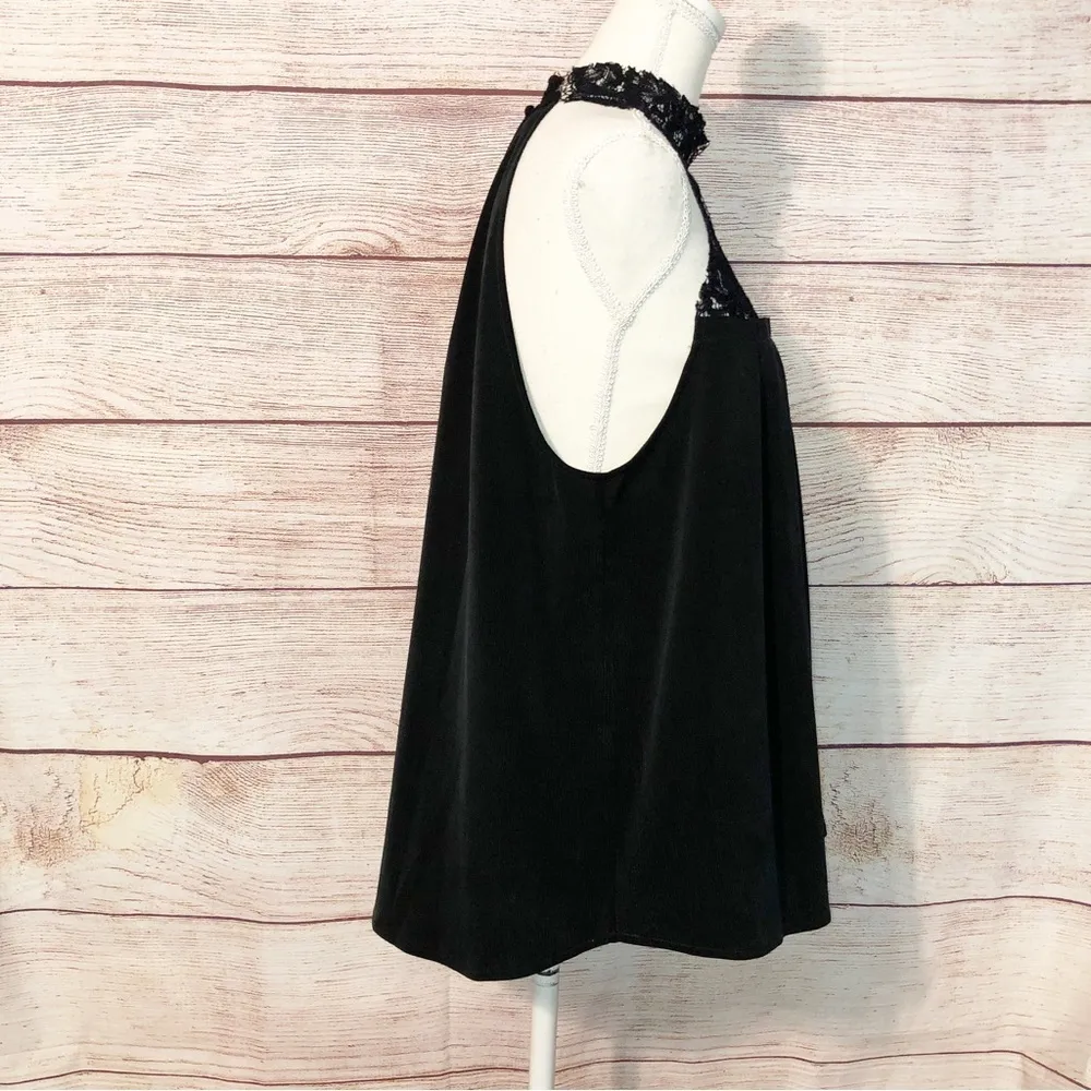 AG Adriano Goldschmied Black Lydia Mock Lace High Neck Top Size L - Image 3