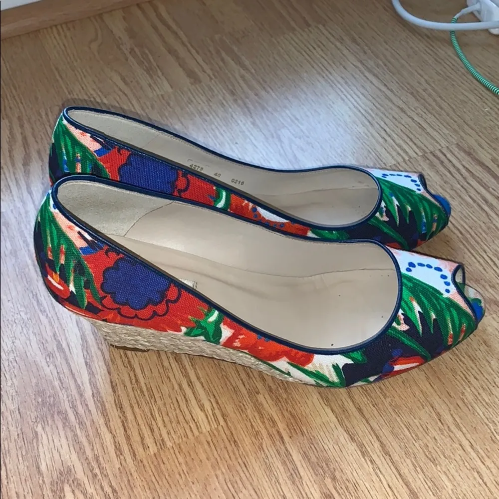L.K. Bennett Zelita Floral Print Peeptoe Wedges 10 - Image 3