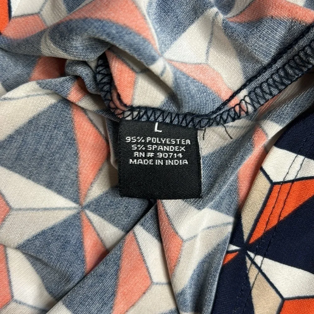 MSK • geometric abstract print shirt dress Blue Size L - Image 8