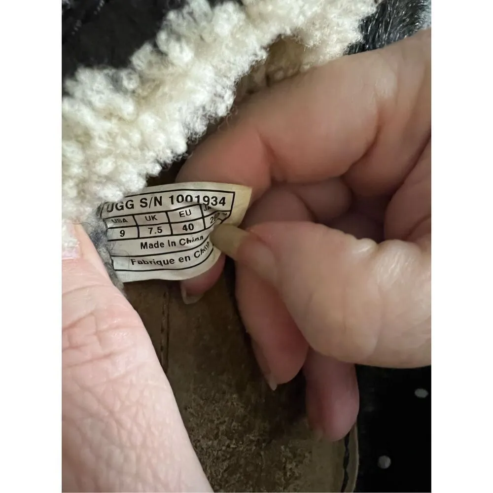 UGG Australia Opaline Black Leather Purple Black Tweed Clog Mule Shoes Size 9 - Image 7