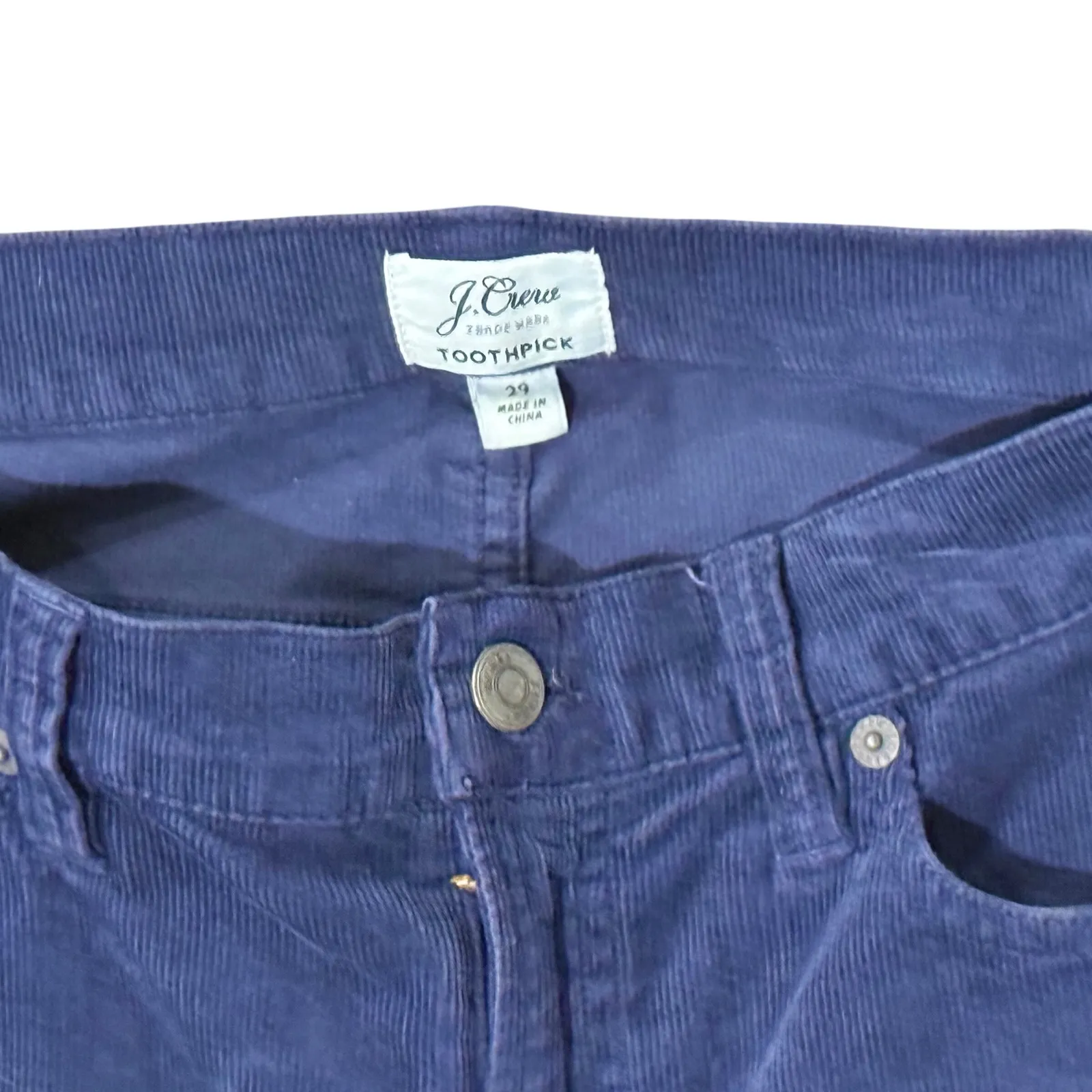 J.Crew Toothpick Corduroy Pants Women's Size 29 Navy Blue Trousers - Image 3