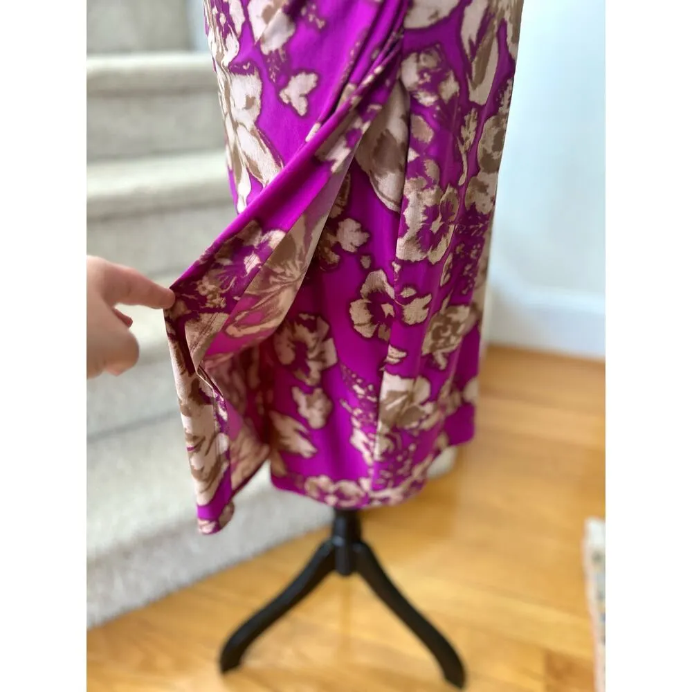 Ralph Lauren Orchid Purple & Tan Batik Floral Print Sheath Dress - Image 3