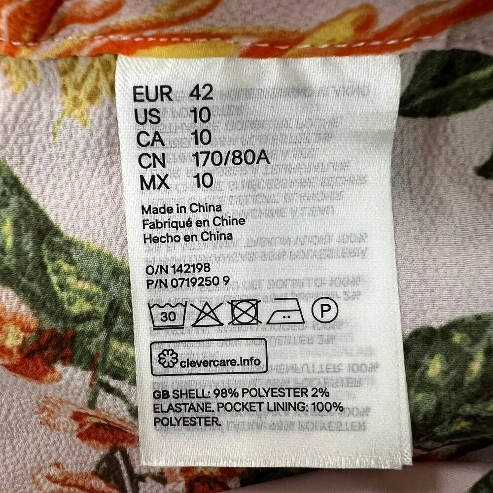 H&M Womens Floral Tropical Bohemian Beach Garden High Rise Cropped Pants Size 10 - Image 12