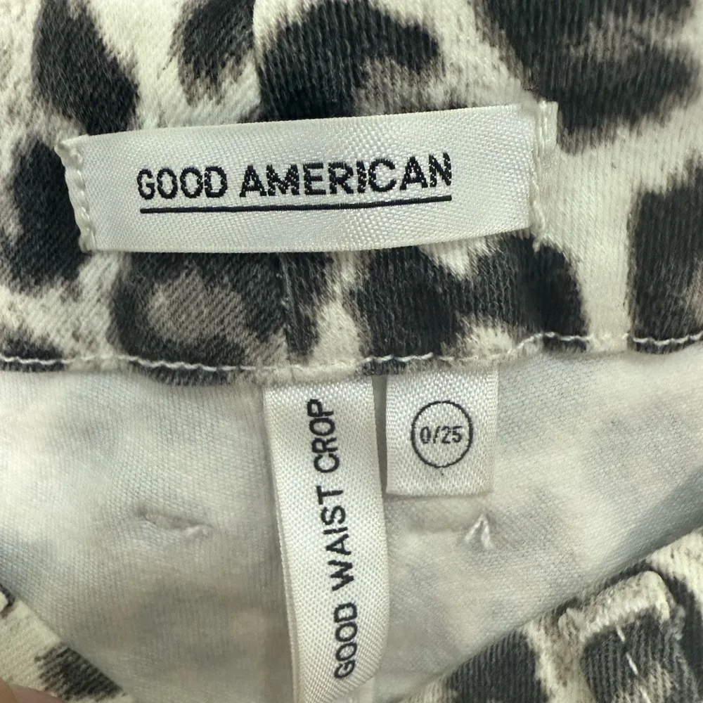 Good American Good Waist Crop Skinny Jeans Snow Leopard Black White Size 25 / 0 - Image 6