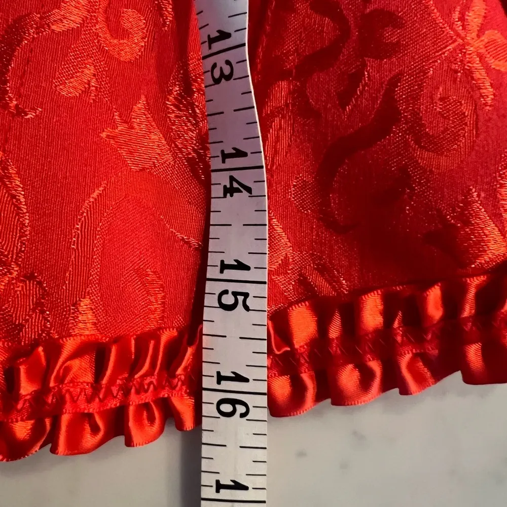 Red Satin Corset with Matching Thong New Lace Up Zip Floral Bustier Bodice XL - Image 3