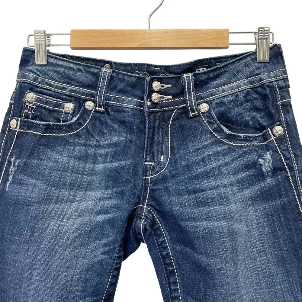Miss Me Bermuda Shorts Medium Wash Bling Angel Wing Cut-off Jean Shorts Size 28 - Image 5