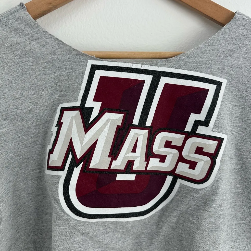 University of Massachusetts UMASS distressed cropped off the shoulder top - Image 6