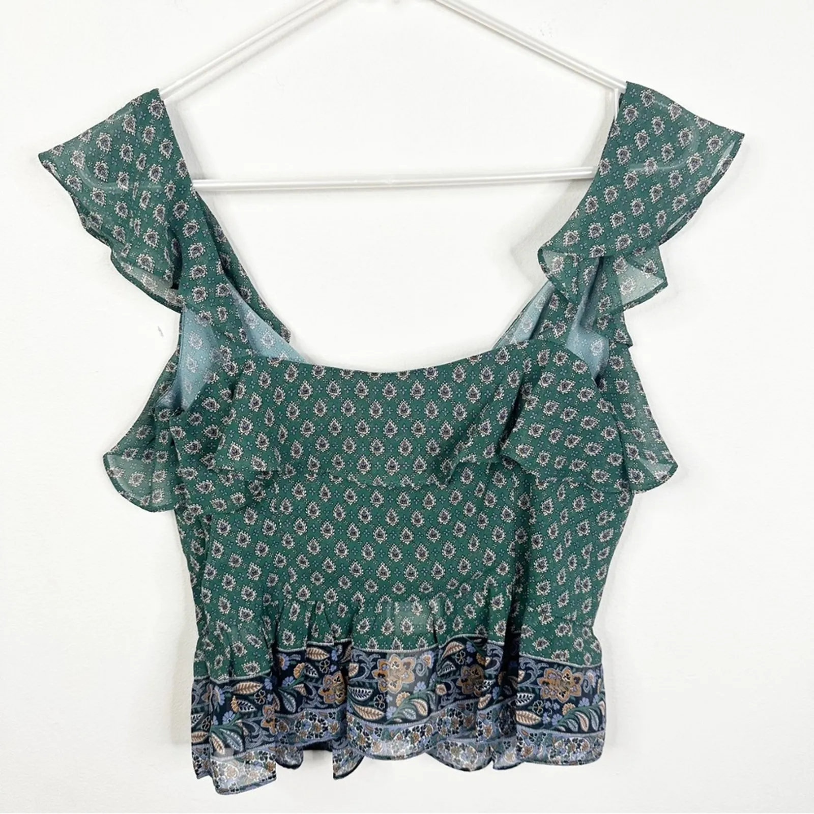 NEW Veronica Beard Size 2 Randa Silk Ruffle Top in Seaglass Multi - Image 3